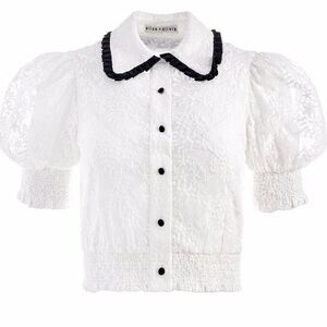 Alice+Olivia Tamra Embroidered Blouse